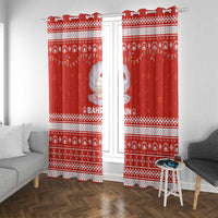 Bahrain Christmas Window Curtain with Pearl Shell Design Red Snowflake Pattern and Holiday Lights - Wonder Print Shop
