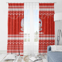 Bahrain Christmas Window Curtain with Pearl Shell Design Red Snowflake Pattern and Holiday Lights - Wonder Print Shop
