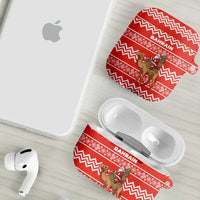 Bahrain Christmas AirPods Case with Santa Riding Camel Red Geometric Pattern and Festive Design - Wonder Print Shop