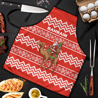 Bahrain Christmas Apron with Santa Riding Camel Red Geometric Pattern and Festive Design - Wonder Print Shop