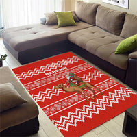 Bahrain Christmas Area Rug with Santa Riding Camel Red Geometric Pattern and Festive Design - Wonder Print Shop