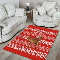 Bahrain Christmas Area Rug with Santa Riding Camel Red Geometric Pattern and Festive Design - Wonder Print Shop
