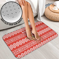 Bahrain Christmas Bathroom Set with Santa Riding Camel Red Geometric Pattern and Festive Design - Wonder Print Shop