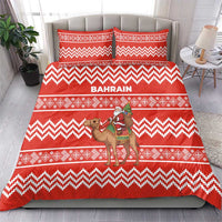 Bahrain Christmas Bedding Set with Santa Riding Camel Red Geometric Pattern and Festive Design - Wonder Print Shop