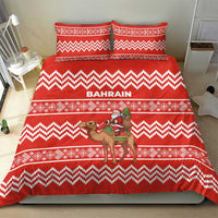 Bahrain Christmas Bedding Set with Santa Riding Camel Red Geometric Pattern and Festive Design - Wonder Print Shop