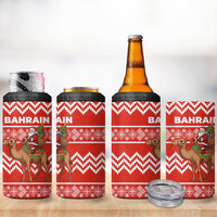 Bahrain Christmas 4 in 1 Can Cooler Tumbler with Santa Riding Camel Red Geometric Pattern and Festive Design - Wonder Print Shop