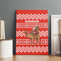 Bahrain Christmas Canvas Wall Art with Santa Riding Camel Red Geometric Pattern and Festive Design - Wonder Print Shop