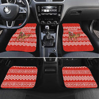 Bahrain Christmas Car Mats with Santa Riding Camel Red Geometric Pattern and Festive Design - Wonder Print Shop