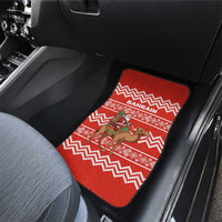 Bahrain Christmas Car Mats with Santa Riding Camel Red Geometric Pattern and Festive Design - Wonder Print Shop