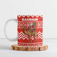 Bahrain Christmas Ceramic Mug with Santa Riding Camel Red Geometric Pattern and Festive Design - Wonder Print Shop