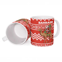 Bahrain Christmas Ceramic Mug with Santa Riding Camel Red Geometric Pattern and Festive Design - Wonder Print Shop