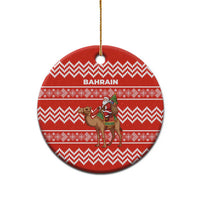 Bahrain Christmas Ceramic Ornament with Santa Riding Camel Red Geometric Pattern and Festive Design - Wonder Print Shop