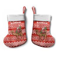 Bahrain Christmas Stocking with Santa Riding Camel Red Geometric Pattern and Festive Design - Wonder Print Shop