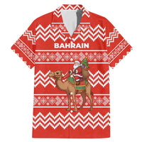 Bahrain Christmas Family Matching Mermaid Dress and Hawaiian Shirt with Santa Riding Camel Red Geometric Pattern and Festive Design - Wonder Print Shop