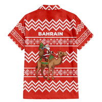 Bahrain Christmas Family Matching Mermaid Dress and Hawaiian Shirt with Santa Riding Camel Red Geometric Pattern and Festive Design - Wonder Print Shop