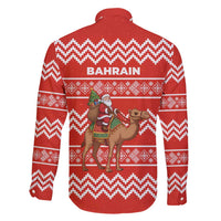 Bahrain Christmas Family Matching Off Shoulder Maxi Dress and Hawaiian Shirt with Santa Riding Camel Red Geometric Pattern and Festive Design - Wonder Print Shop
