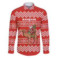 Bahrain Christmas Family Matching Puletasi and Hawaiian Shirt with Santa Riding Camel Red Geometric Pattern and Festive Design - Wonder Print Shop