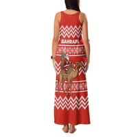 Bahrain Christmas Family Matching Tank Maxi Dress and Hawaiian Shirt with Santa Riding Camel Red Geometric Pattern and Festive Design - Wonder Print Shop