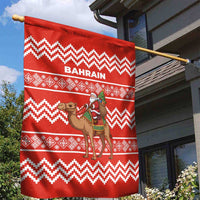 Bahrain Christmas Garden Flag with Santa Riding Camel Red Geometric Pattern and Festive Design - Wonder Print Shop