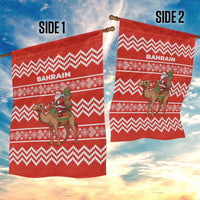 Bahrain Christmas Garden Flag with Santa Riding Camel Red Geometric Pattern and Festive Design - Wonder Print Shop
