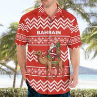 Bahrain Christmas Hawaiian Shirt with Santa Riding Camel Red Geometric Pattern and Festive Design - Wonder Print Shop