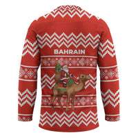 Bahrain Christmas Hockey Jersey with Santa Riding Camel Red Geometric Pattern and Festive Design - Wonder Print Shop