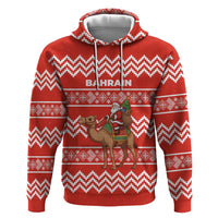 Bahrain Christmas Hoodie with Santa Riding Camel Red Geometric Pattern and Festive Design - Wonder Print Shop