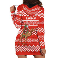 Bahrain Christmas Hoodie Dress with Santa Riding Camel Red Geometric Pattern and Festive Design - Wonder Print Shop