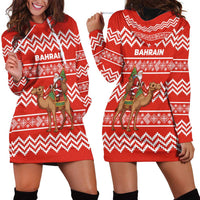 Bahrain Christmas Hoodie Dress with Santa Riding Camel Red Geometric Pattern and Festive Design - Wonder Print Shop