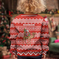 Bahrain Christmas Kid Ugly Christmas Sweater with Santa Riding Camel Red Geometric Pattern and Festive Design - Wonder Print Shop