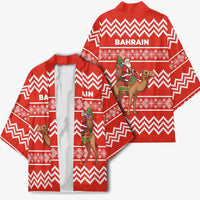 Bahrain Christmas Kimono with Santa Riding Camel Red Geometric Pattern and Festive Design - Wonder Print Shop