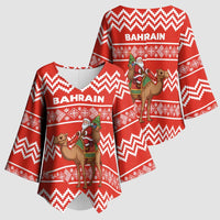 Bahrain Christmas Kimono Sleeve Blouse with Santa Riding Camel Red Geometric Pattern and Festive Design - Wonder Print Shop