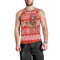 Bahrain Christmas Men Tank Top with Santa Riding Camel Red Geometric Pattern and Festive Design - Wonder Print Shop