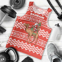 Bahrain Christmas Men Tank Top with Santa Riding Camel Red Geometric Pattern and Festive Design - Wonder Print Shop