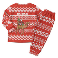 Bahrain Christmas Pajama Set with Santa Riding Camel Red Geometric Pattern and Festive Design - Wonder Print Shop