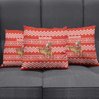 Bahrain Christmas Pillow Cover with Santa Riding Camel Red Geometric Pattern and Festive Design - Wonder Print Shop
