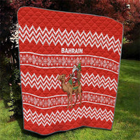 Bahrain Christmas Quilt with Santa Riding Camel Red Geometric Pattern and Festive Design - Wonder Print Shop