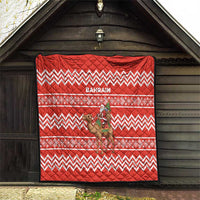 Bahrain Christmas Quilt with Santa Riding Camel Red Geometric Pattern and Festive Design - Wonder Print Shop