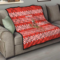 Bahrain Christmas Quilt with Santa Riding Camel Red Geometric Pattern and Festive Design - Wonder Print Shop