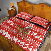 Bahrain Christmas Quilt Bed Set with Santa Riding Camel Red Geometric Pattern and Festive Design - Wonder Print Shop