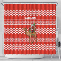 Bahrain Christmas Shower Curtain with Santa Riding Camel Red Geometric Pattern and Festive Design - Wonder Print Shop