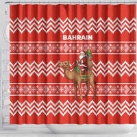 Bahrain Christmas Shower Curtain with Santa Riding Camel Red Geometric Pattern and Festive Design - Wonder Print Shop