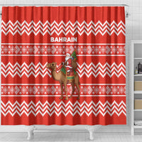 Bahrain Christmas Shower Curtain with Santa Riding Camel Red Geometric Pattern and Festive Design - Wonder Print Shop
