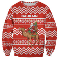 Bahrain Christmas Sweatshirt with Santa Riding Camel Red Geometric Pattern and Festive Design - Wonder Print Shop