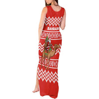 Bahrain Christmas Tank Maxi Dress with Santa Riding Camel Red Geometric Pattern and Festive Design - Wonder Print Shop