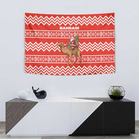 Bahrain Christmas Tapestry with Santa Riding Camel Red Geometric Pattern and Festive Design - Wonder Print Shop