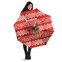 Bahrain Christmas Umbrella with Santa Riding Camel Red Geometric Pattern and Festive Design - Wonder Print Shop