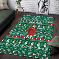 Bangladesh Christmas Area Rug with Santa Claus in Traditional Outfit Snowman and Tree Pattern - Wonder Print Shop