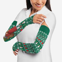 Bangladesh Christmas Arm Sleeves with Santa Claus in Traditional Outfit Snowman and Tree Pattern - Wonder Print Shop