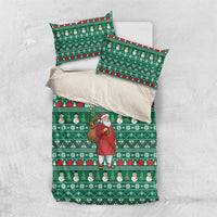 Bangladesh Christmas Bedding Set with Santa Claus in Traditional Outfit Snowman and Tree Pattern - Wonder Print Shop